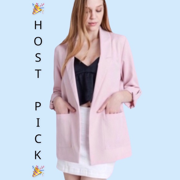 Jackets & Blazers - PINK BOYFRIEND ROLLED UP SLEEVES BLAZER JACKET